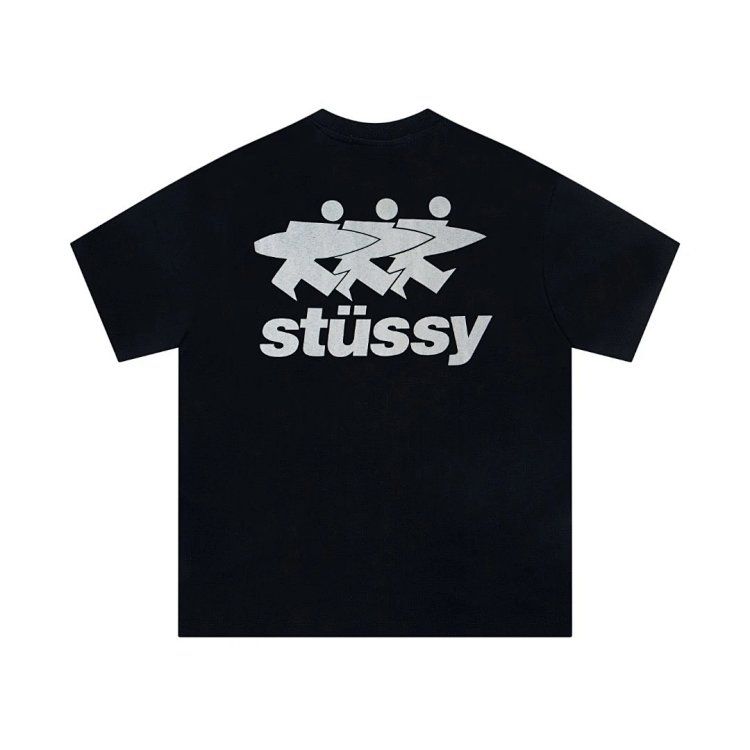 Stussy surfing villain letters printed short-sleeved shirts for men and women with free shipping insurance