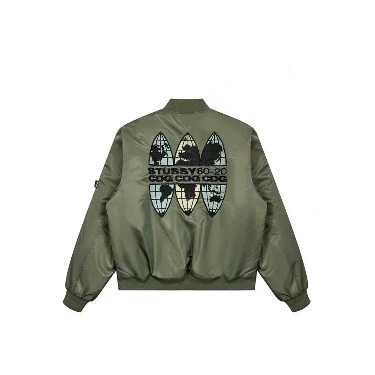 Stussy&CDGMA1JACKET40th anniversary co-branded map limited edition cotton jacket