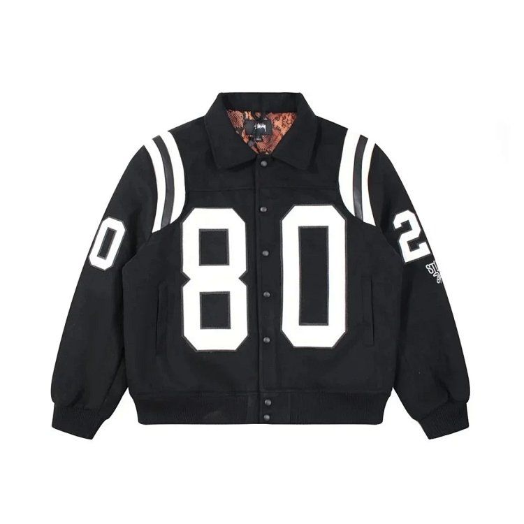 StussyFW2380 Labeled Python Lined Lapel Jacket Baseball Jersey