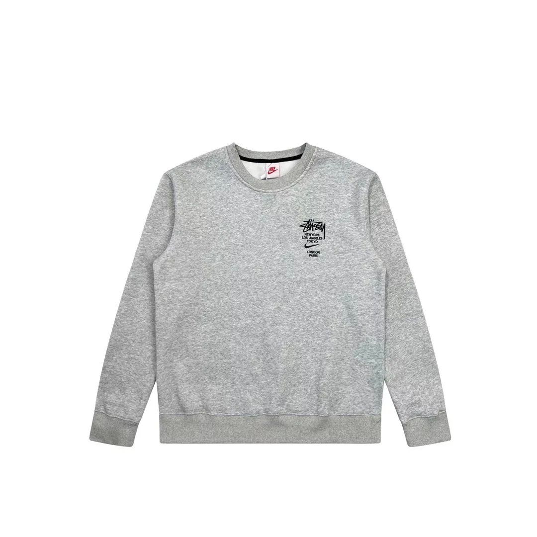 Stussy&Nike Stussy&Nike co-branded Nike embroidered letters logo pullover round neck padded sweater
