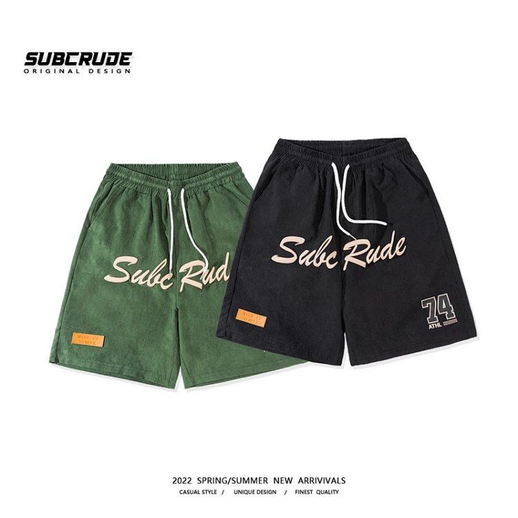 subcrude three-dimensional printed letter logo casual five-quarter pants