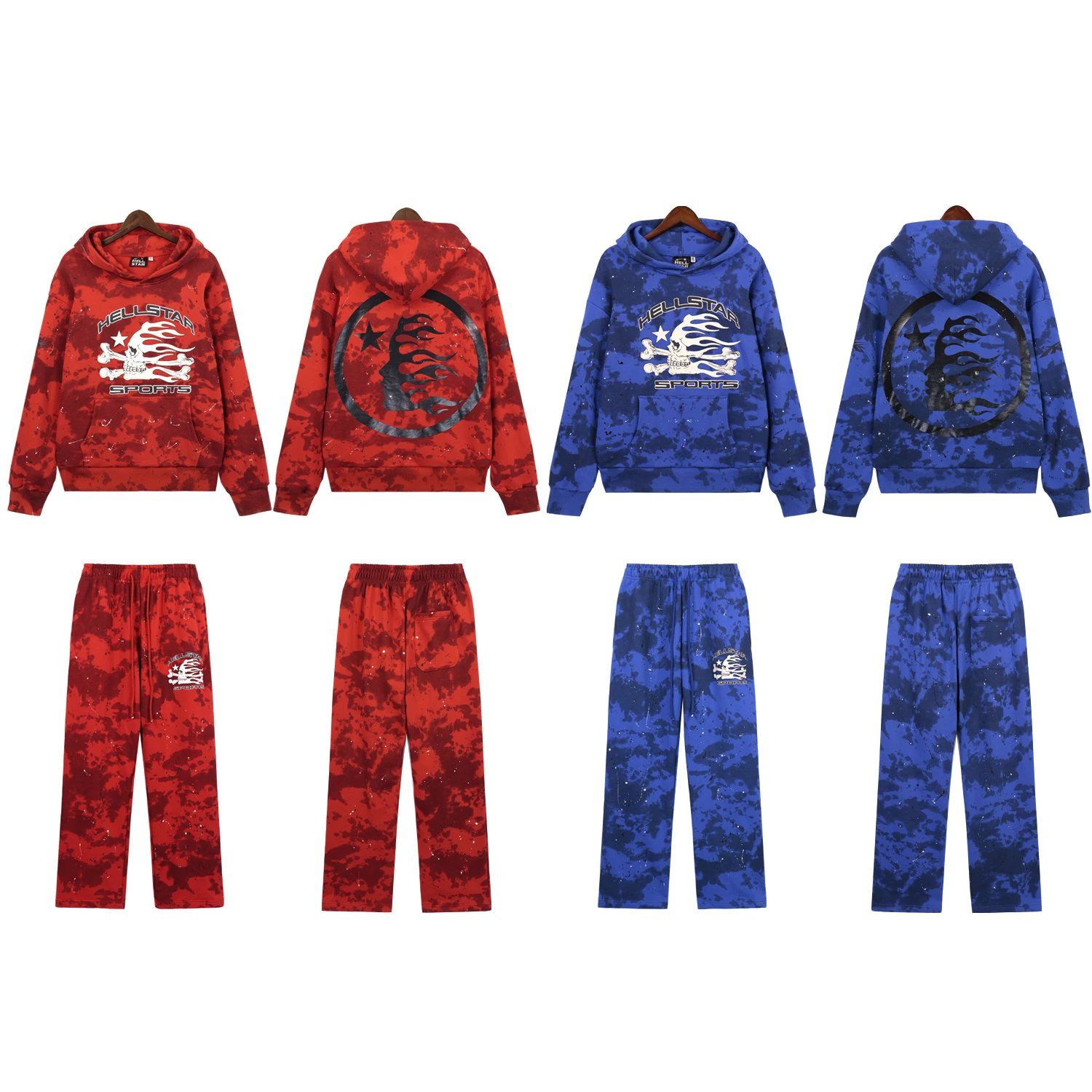 Tide hellstar high street ins same retro washed do old hand-painted mud print sweatshirt trend men and women pants