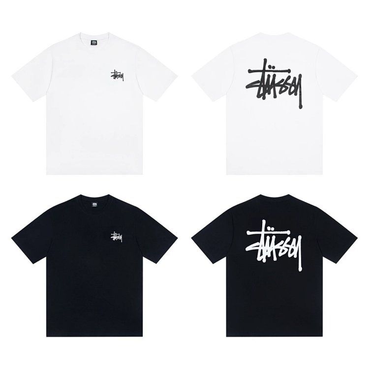 Tide Stussy Classic Basic Printed Round Neck Short Sleeve Shirt Men's and Women's Style