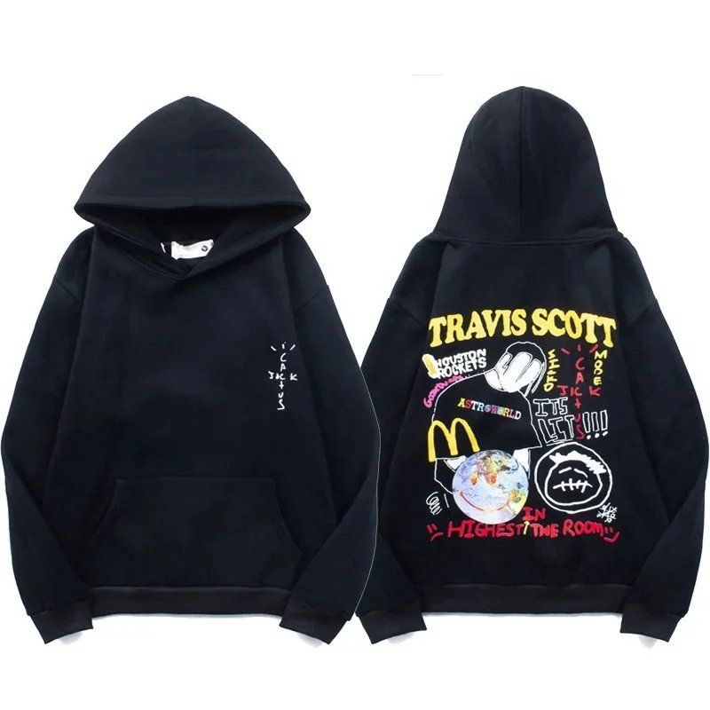 TravisScott&RollingNeonHeadliners Smiling Earth Hand Painted Graffiti Hoodie